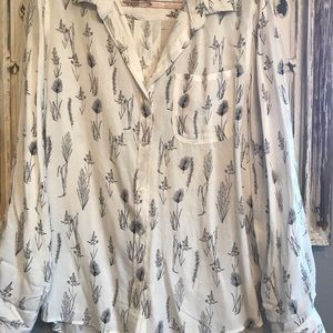 White Long sleeve summer Blouse 100% Cotton